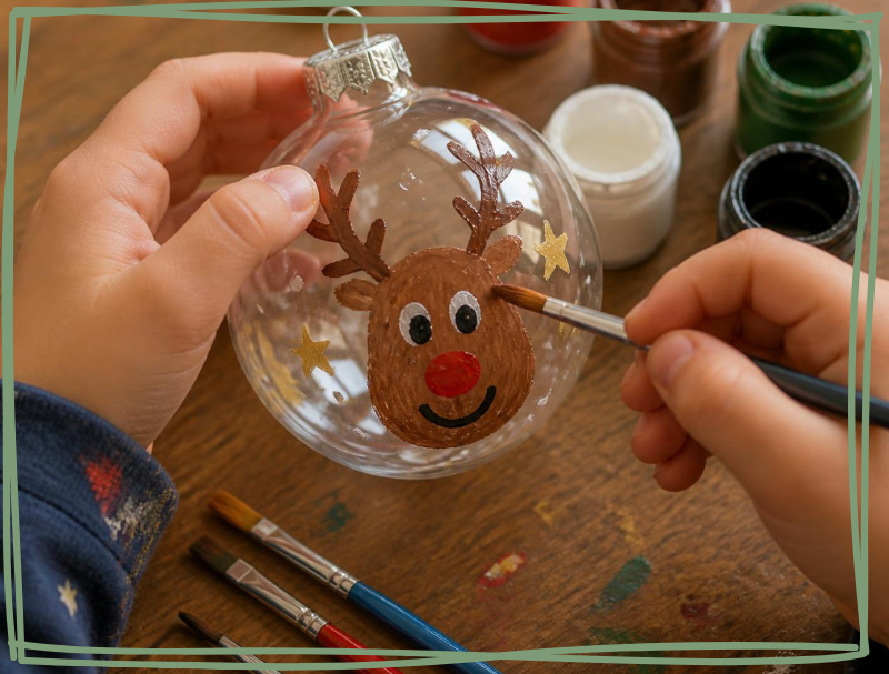 Weihnachtskugeln bemalen für Kinder